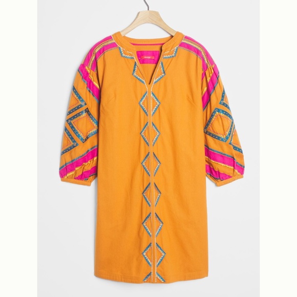 Anthropologie Stasiana Embroidered Tunic Boho Mini Long Sleeve Dress XL - Picture 3 of 12